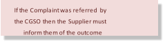 If the Complaint was referred  by  the CGSO then the Supplier must  inform them of the outcome