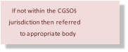 If not within the CGSO�s  jurisdiction then referred  to appropriate body